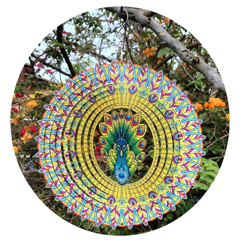 Colorful Reflective Outdoor Garden Decor 3D Hanging Wind Spinner