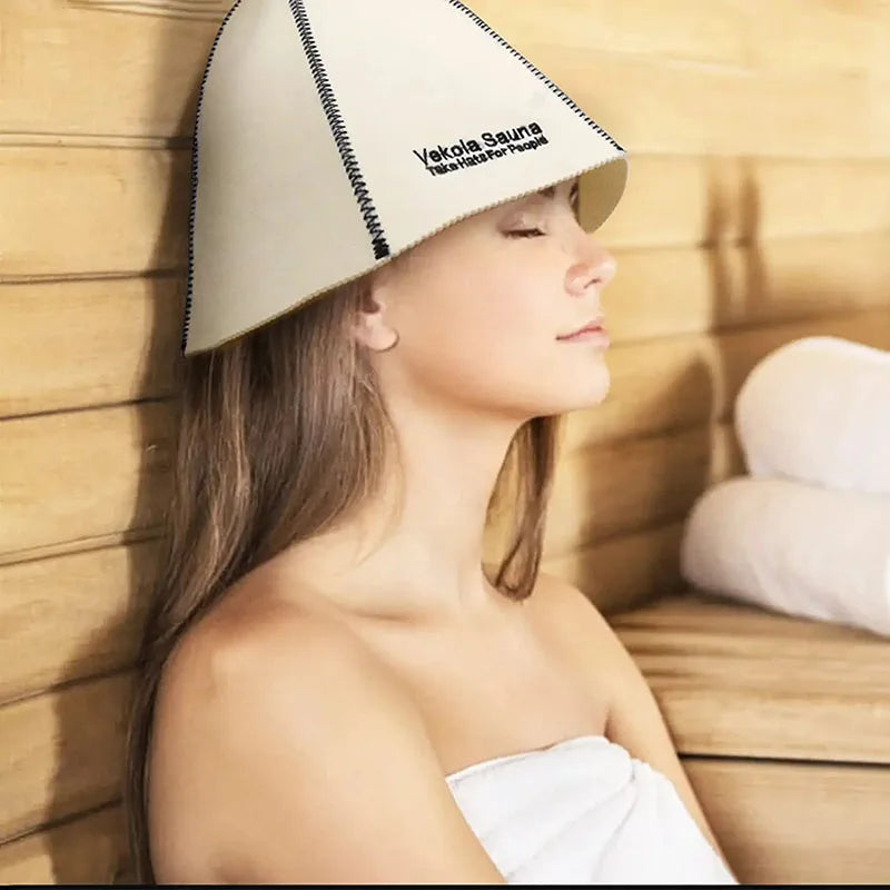 Customized Logo  Natural Sheep's Wool Sauna Hat for Women and for Men