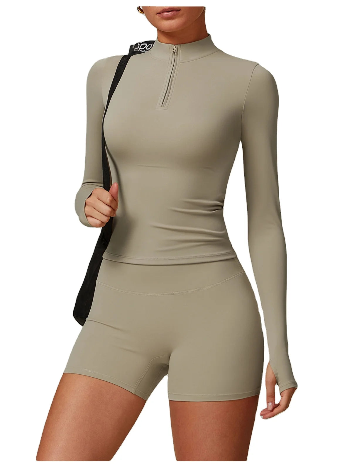Women Yoga Top Rapid Pullover Thumb Hole 1/4 Zip Tight Lightweight Breathable Running Sportswear T-Shirt Long Sleeve