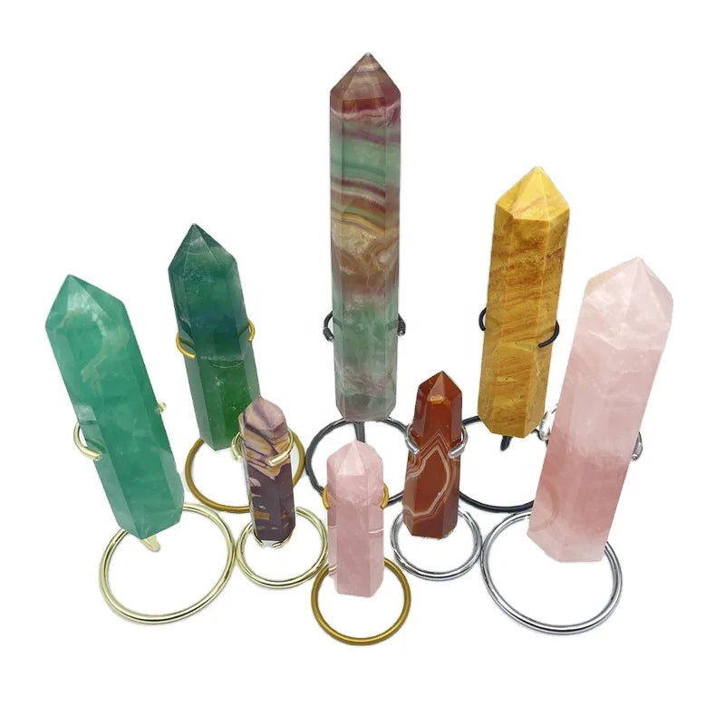 Metal Crystal Tower Holder - Durable Stand for Quartz Points & Gemstone Display