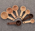Small Round Beech Wood 10ml15ml 20ml 30ml Scoop Spoon Black Walnut Wooden Coffee Tea Measuring Coffee Wooden Scoop