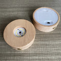 Wholesale Natural Healing Crystal Gemstone Wooden Led Light Round Lamp Base Holder for Decoration