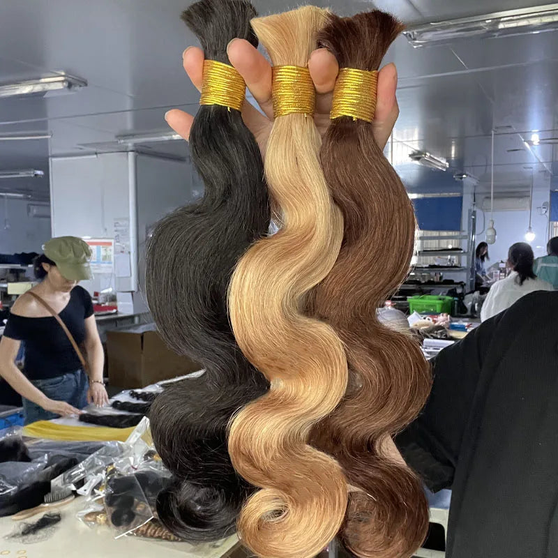 Wholesale 50g Raw Brazilian Braiding Hair Vendor Deep Virgin Cuticle Aligned Hair Double Drawn Cheap Bulk Human Hair Extension