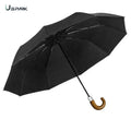 Classic Style Automatic 10-Rib Men's Quality Business Parasol Strong Wind-Resistant 3-Folding Umbrella EVA for Men Gift