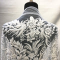 Handmade 3D Flowers Embroidered Beads and Pearls Heavy Beaded Mesh Lace Fabric for French Wedding Gown