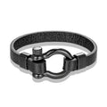 New Listing Mens Jewelry Leather Bracelet Stainless Steel Horseshoe Shaped Genuine Leather Bracelet Bangle for Men