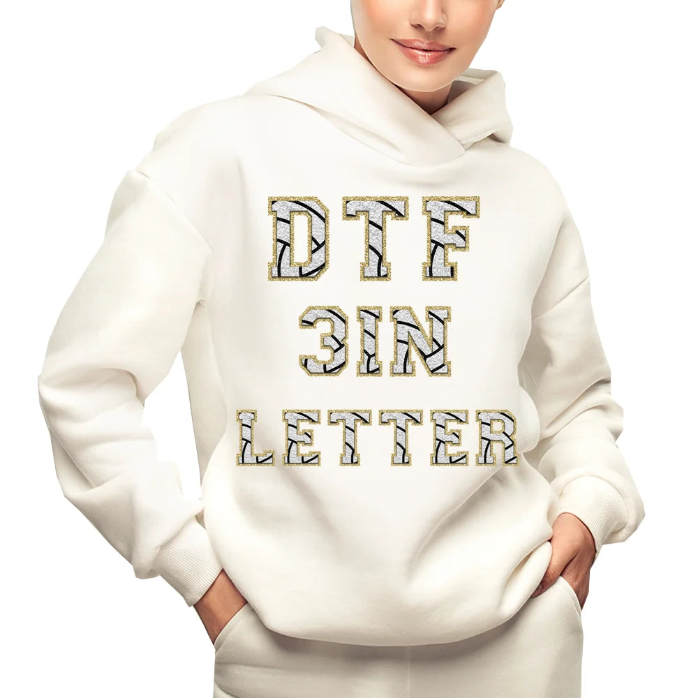 A-Z 3inch Volleyball Gold Alphabet Letter DTF Printing Iron on Decals Heat Transfer Sticker Towel Chenille for DIY Clothing