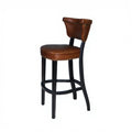 OEM ODM Retro Vintage Brown Top Grain Leather Ash Wood Frame Home Bar Dining Room High Bar Stool