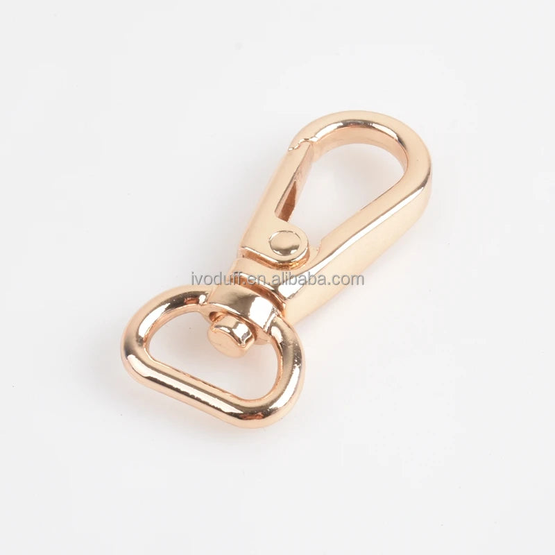 Metal 13mm D Ring End Handbag Purse Snap Hook Swivel Clasp Clip