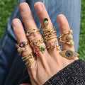 RM1385 18K Gold Plated CZ Micro Pave Hummingbird Bird Spiritual Ring Cubic Zrconia Evil Eyes Ring Zircon Heart Planet  Rings