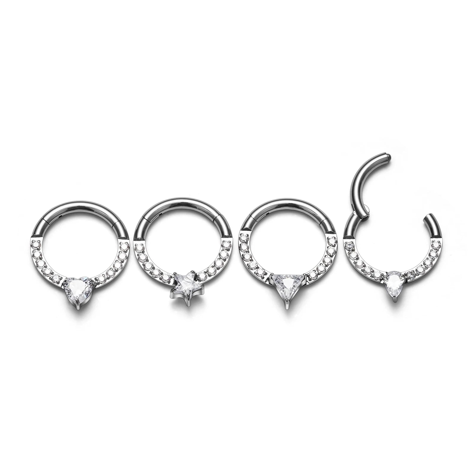 G23 Titanium Nose Septum Rings With CZ 16G Clicker Ring Crystal Fashion Earrings Helix Lobe Conch Daith Ear Piercing Jewelry