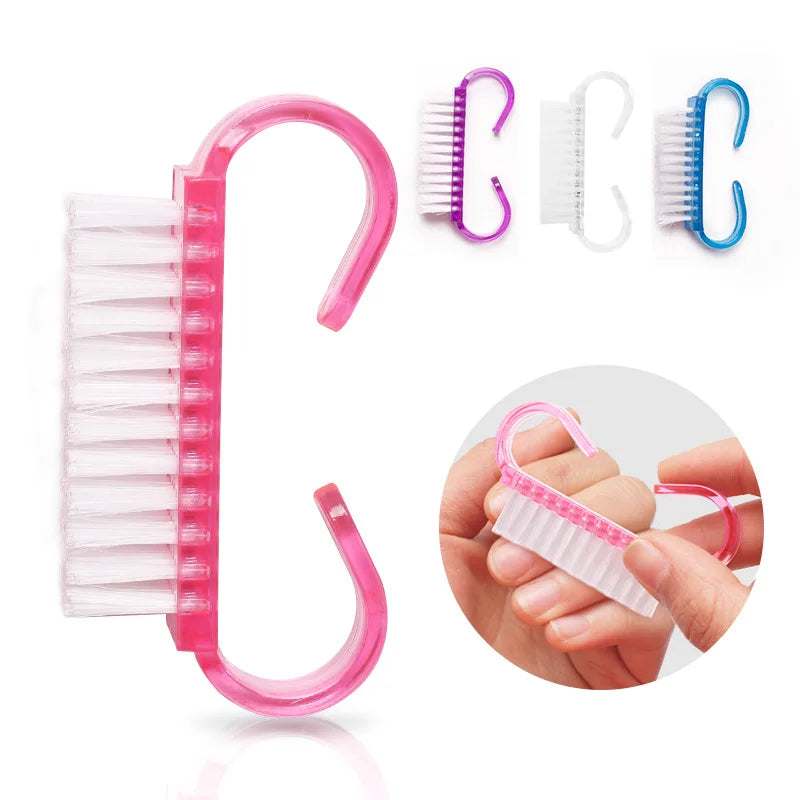 Mini Clear Plastic Nail Cleaning Brush Small Nylon Fingernails Dust Remover for Clean up of Nail Care