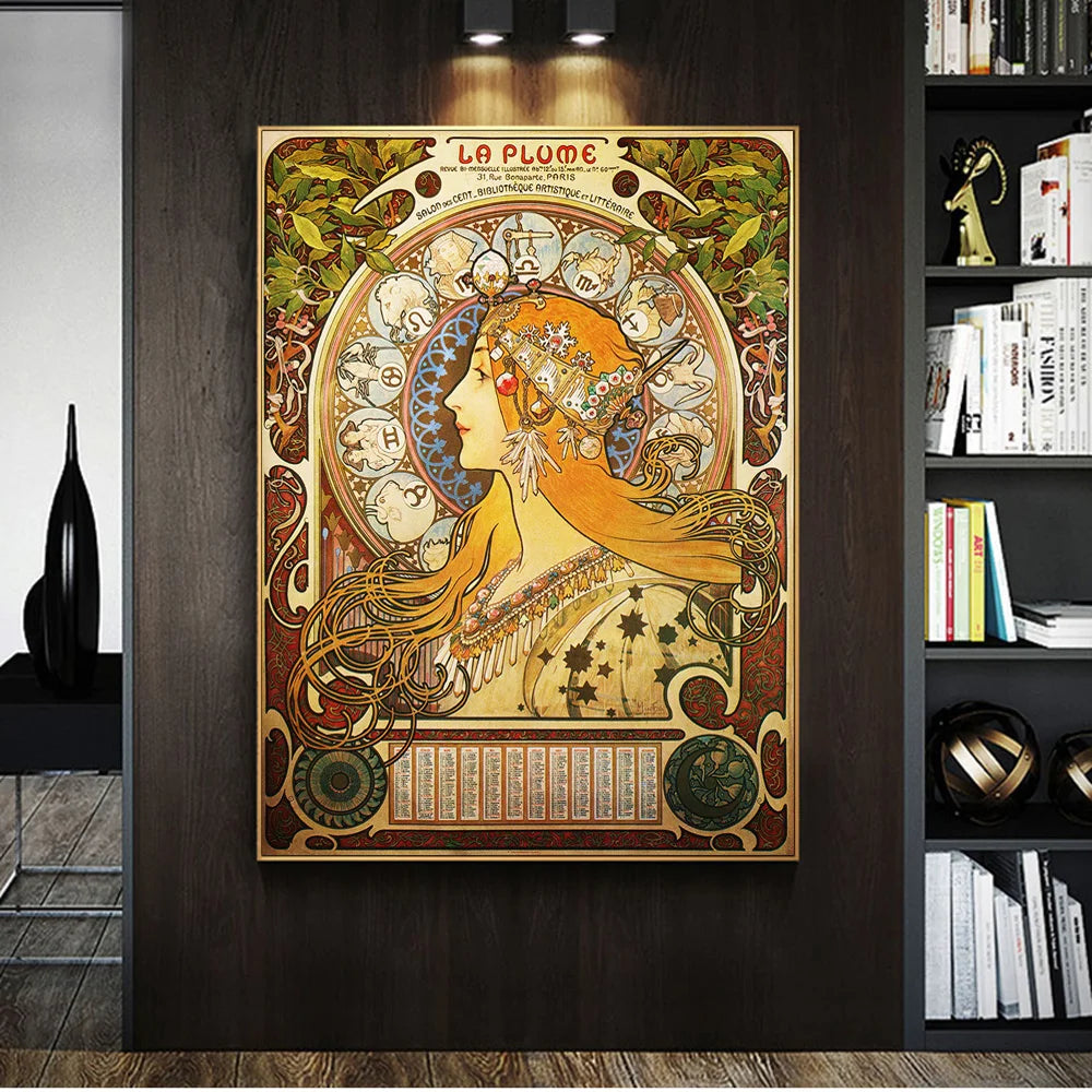 Alphonse Mucha Famous Illustration Art Print on Canvas Posters and Prints Classical Art Nouveau Woman Art Pictures Home Decor