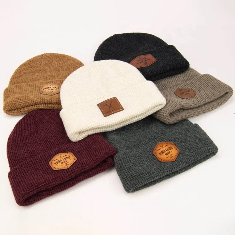 Fast Delivery Wholesale Laser Engraved Personalized Adhesive Custom Leather Patch Beanie Trucker Hat Heat Transfer Patches