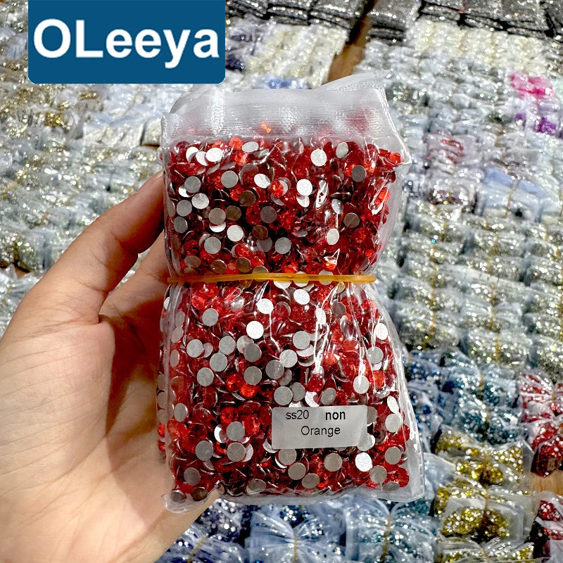 Oleeya Wholesale Cristal Over 400 Colors AB Nail Crystals Glitter Glass Non Hotfix Glue on Flat Back Rhinestone for Nail Art DIY