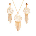 European American Long Twisted Jewelry Set Mosquito Coil Necklace Earrings Tassel Jewelry Set for Women