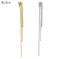 Wuqie Korean Earrings 925 Silver Jewelry Gold Plated Long Flat Bead Earline Tassel Earrings for Women