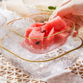 230ML Square Transparent Glass Eco-Friendly Minimalist Salad Bowl Tableware Fruit Plate Dessert