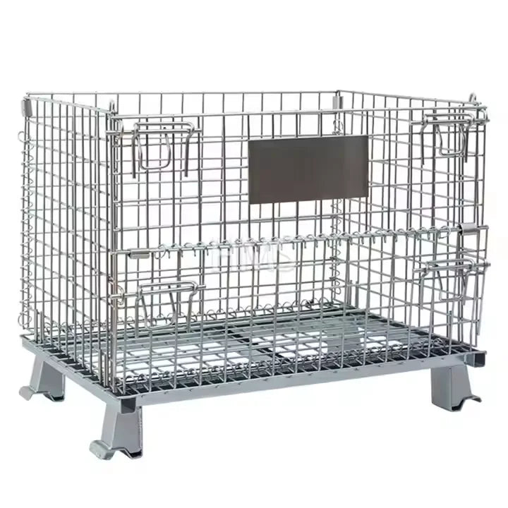 Heavy-Duty Stackable & Foldable Wire Mesh Metal Storage Stillage Pallet Cage with Name Card for Fencing Trellis & Gates