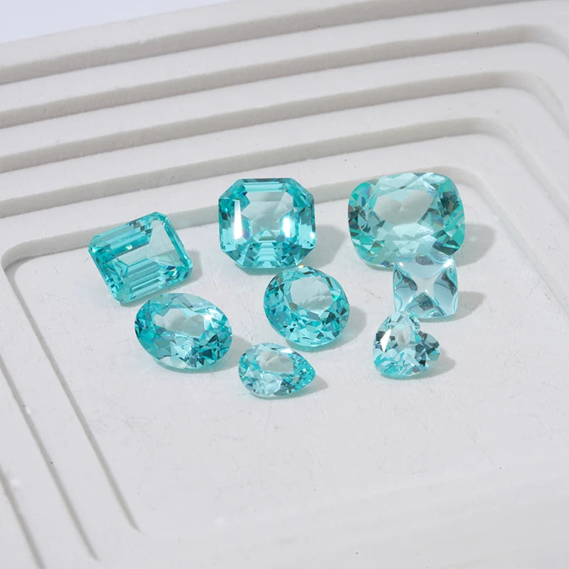 Promotion Lab Grown Paraiba Sapphire Pear Oval Asscher Cut Polished Blue Gemstones Lab Created Loose Gemstone Lab Paraiba