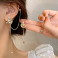 Wholesale Full Crystal Full Rhinestone Earrings Silver Needle Asymmetric Diamond Butterfly Long Tassel Stud Earrings for Women