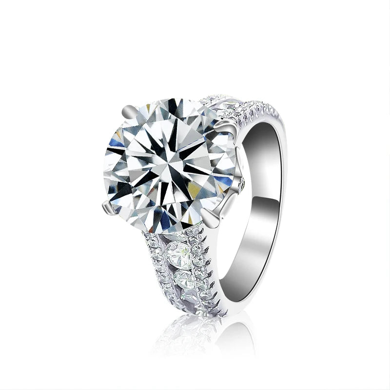 Big Round Cut Moissanite Diamond Solitaire Ring for Women 925 Sterling Silver Engagement Fashion Jewelry