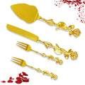 2026 New Hot Sale 4-Pack Gold Zinc Alloy Luxury Wedding Cake Knife Server with Stainless Steel Handle for Home Wedding