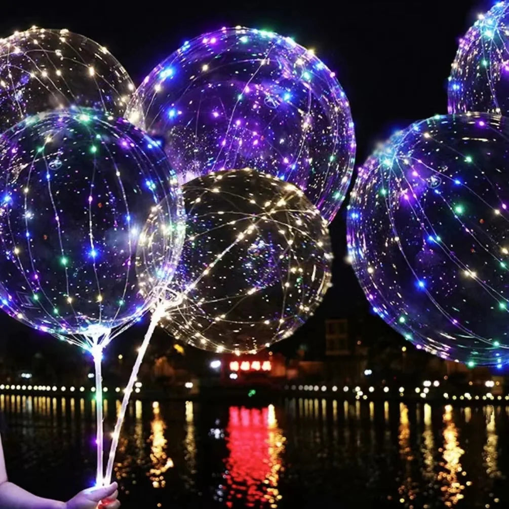 LED PVC Round Balloons for Party & Graduation Decorations with Accessories Stand Included
