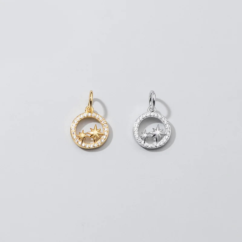 Hot Sale Fashion Gold Vermeil Star Disc Zircon Charm for Diy Charm Women Accessories