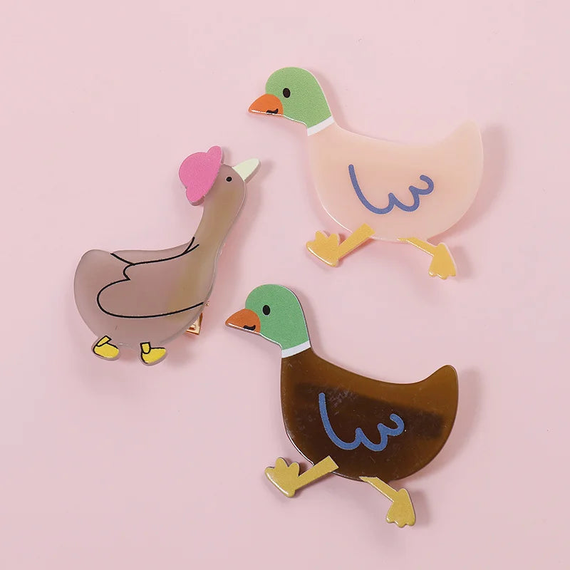 Midairy OEM ODM Factory Wholesale Cute Cartoon Wild Duck Coloful Hairpins for Girls Kids Hair Accessories 64x54mm 4036
