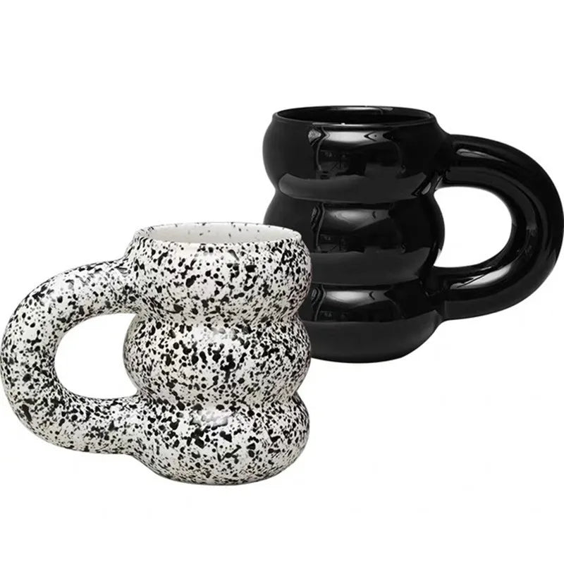 Solhui Novelty Large Handle Ceramic Mugs Coffee Cups Fat Tyres Mug
