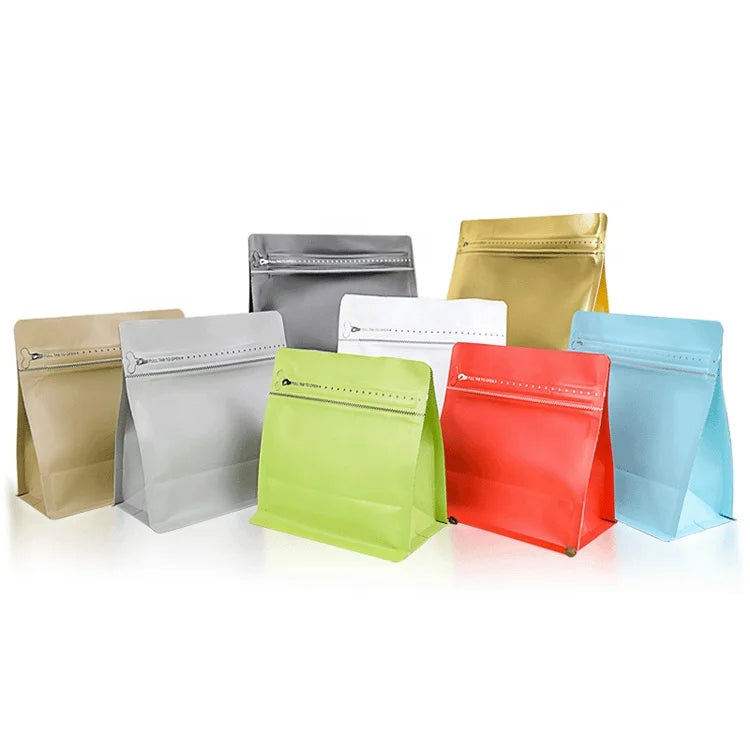 Eco Friendly 200g 1kg 16 oz Matte Black Kraft Flat Block Box square Bottom Coffee Packaging Bag