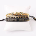 New Design Luxury Black CZ Pave Charm Stainless Steel Bead Men Jewelry Macrame Custom Bracelet Bangle Set JBS11456