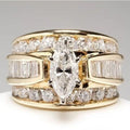 Luxury Rings Fine Jewelry Women Gold Designs Fashion Wide Big Full of Crystal Zircon Ring Copper Set Zircon Women's Ring