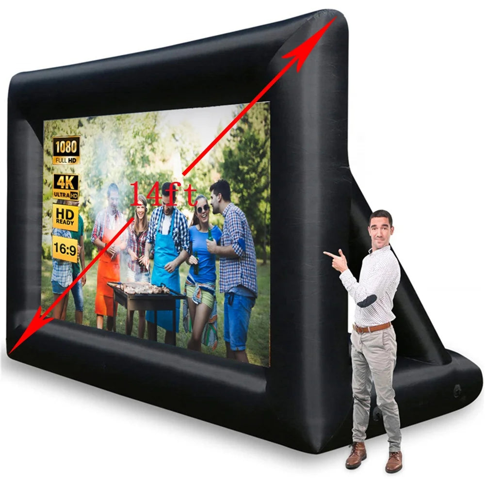 16:9 14Feet Customized Airtight Commercial Outdoor Cineman Inflatable Projecters Movie Screen