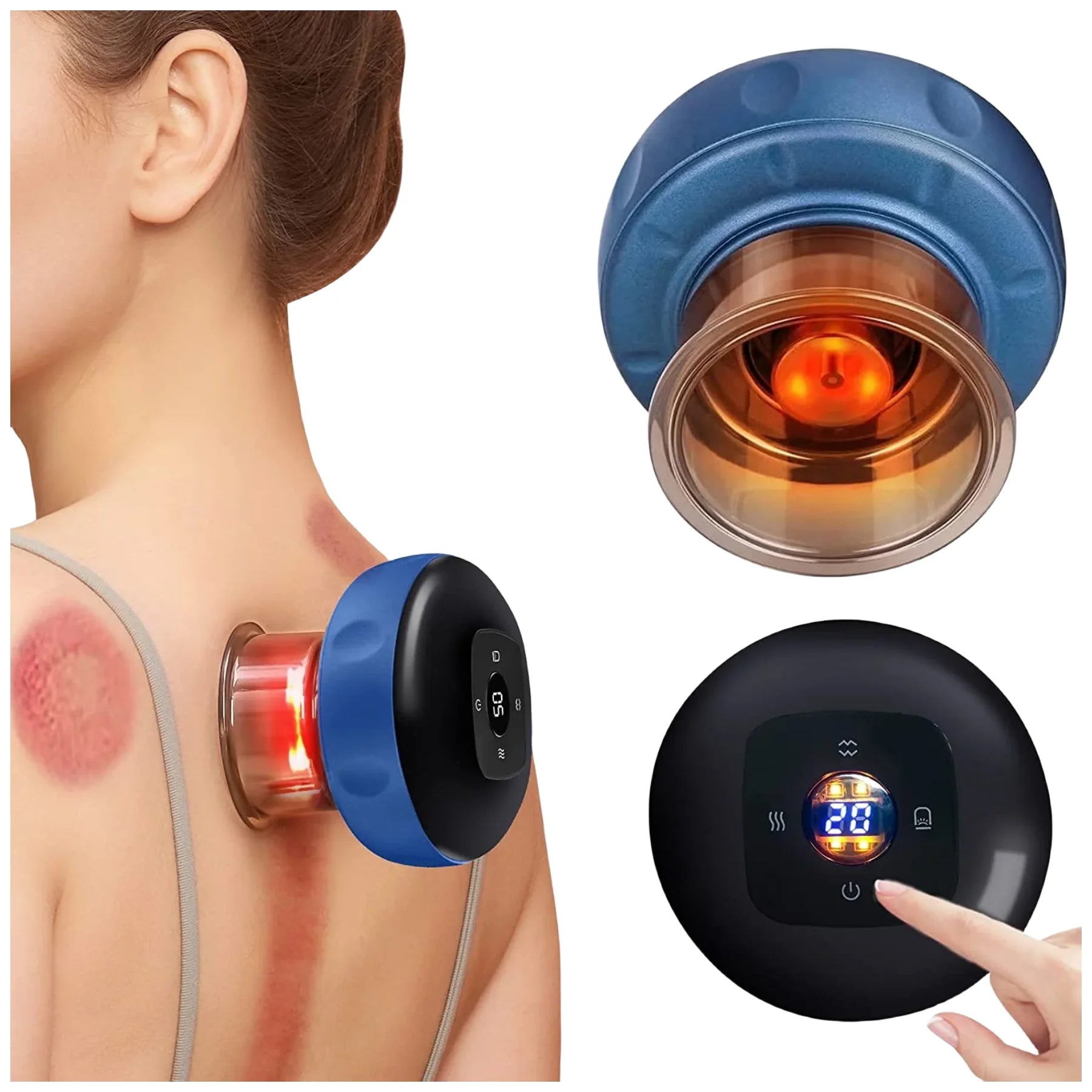 New Hot Electric Cupping Massager Guasha Anti-Cellulite Heating Negative Pressure Therapy Device