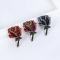 Korean Ins Women Full Diamond Floral Brooches Cute Rhinestone Crystal Rose Flower Brooch Pins Fashion Accessories