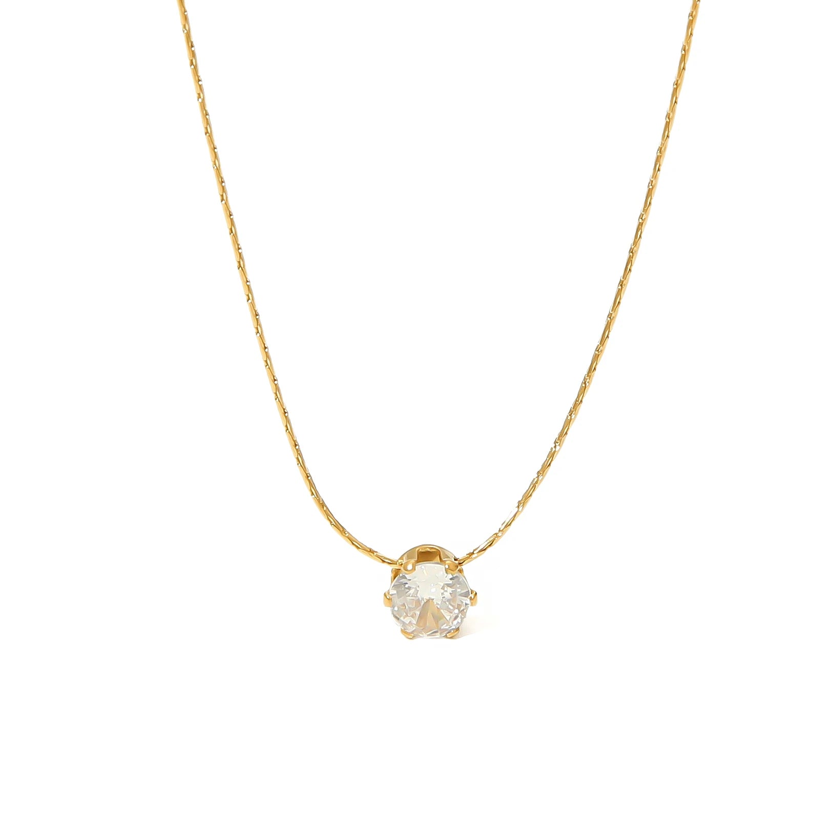 Hot Sale Korean New Design Stainless Steel Cubic Zircon Keel Necklace for Women Simple Fashion Diamond Necklace for Women