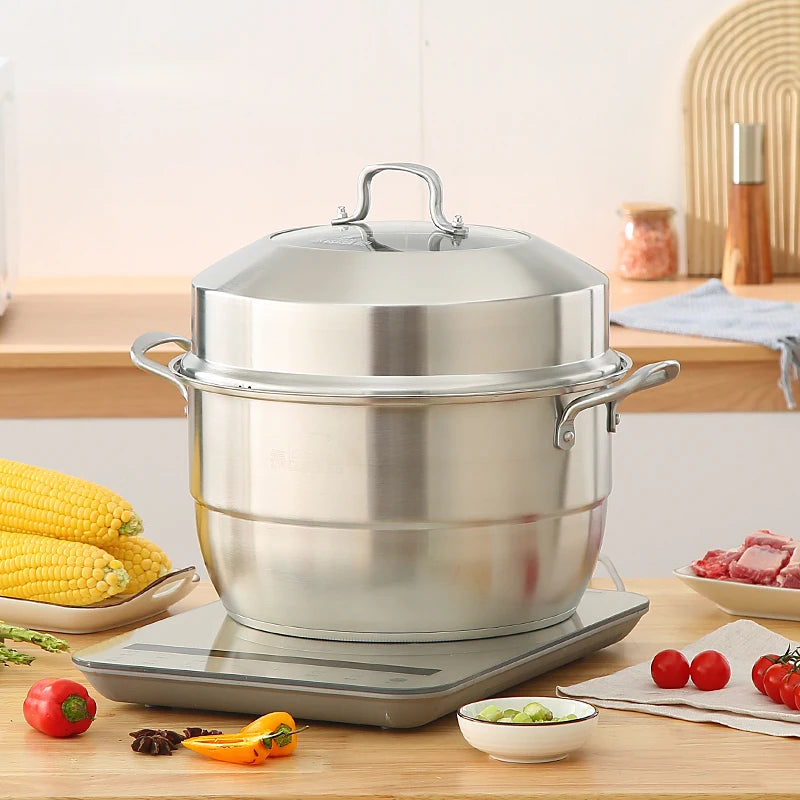 Zhenneng 28cm Best-selling Household Cookware Stainless Steel Cooking Pot With Steamer Pot Tamale for Kitchen