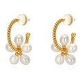 Light Luxury Premium Brass 18k Gold Plated Hoop Flower Pearl Earrings Women's Jewelry Custom Gifts