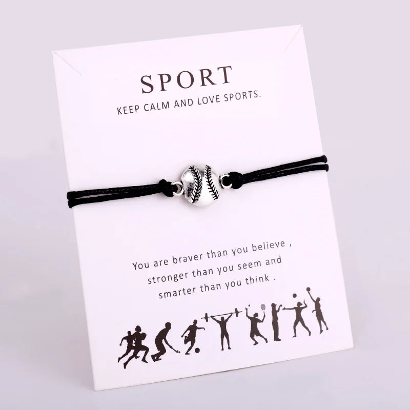 Manufacturer Handmade Baseball Softball Basketball Volleyball Soccer Football Ice Hockey Tennis Sports Charm Men Ladies Bracelet