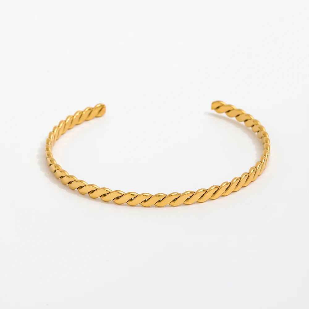 High End 18k PVD  Gold Plated Stainless Steel Knit Cuff Bracelet for Women Wholesale Jewelry