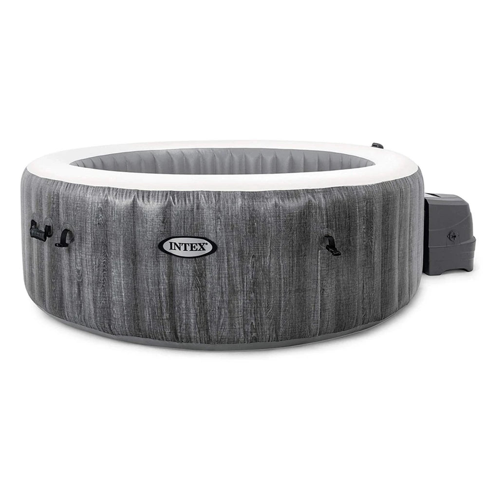 INTEX Spa 28440&28442 Puresap Greywood Deluxe Woodgrain Pattern  Round Bubble Spa Available in 4 and 6 Person Sizes