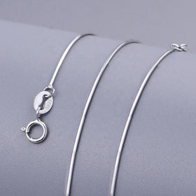 Fine Jewelry Real S925 Silver Thick Round Snake Necklace for Pendant 100% 925 Sterling Silver Imported Snake Chain for Women