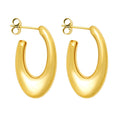 French Style Statement Hoop Earrings 18K Gold Plated Stainless Steel Oval U-shaped Geometric Waterproof Earrings