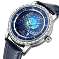 Forsining 8281 Special  Women Mechanism Watch Genuine Leather Strap Waterproofing Stars Moon Character Leisure Wrist Watch