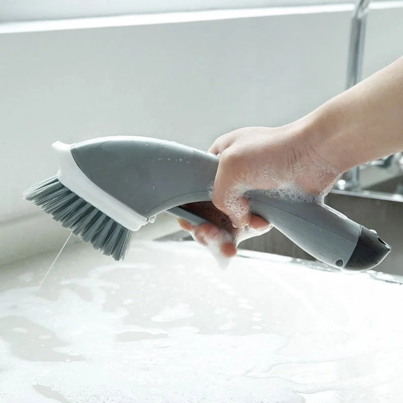 2026 New Style Brush Pot Non-stick Oil Pot Brush Non-slip Long Handle Automatically Add Detergent and Spray Water Cleaning Brush