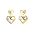 Fine Jewelry Solid Gold 18K Yellow Gold with Cubic Zircon Gemstone Earrings Studs for Women Girl Gift Party Heart Shape Design
