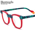 Borregls Colorful Matte Acetate Glasses Frame Men 2025 New Brand Design Square Eyeglasses Women Spectacle Optical Eyewear 19269