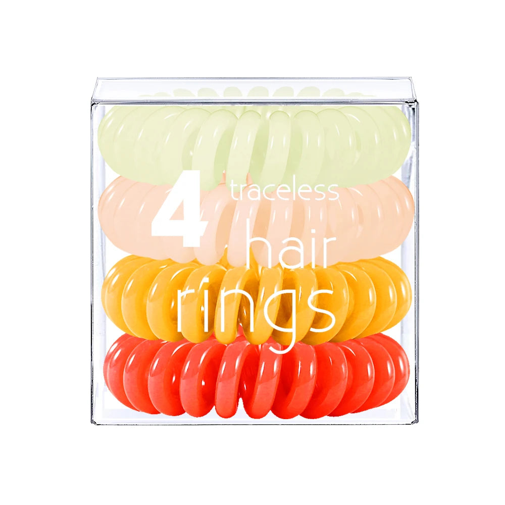 Custom 71 Colors 4pcs Telephone Cord Ponytail Holder Scrunchies Plastic Spiral Hair Ties for Thick Hair